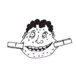 Dibujo para colorear Dibujo De Chico Barruno Lleno De Barros Y Espinillas En La Cara Con Sonrisa A La Fuerza Para Pintar Y Colorear
