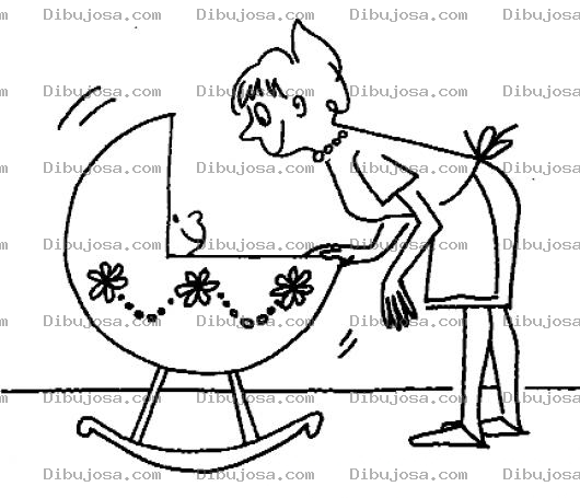 Dibujo para colorear Dibujo De Mamam Mesiendo A Su Bebe En Su Cunita Para Pintar Y Colorear