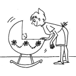 Dibujo para colorear Dibujo De Mamam Mesiendo A Su Bebe En Su Cunita Para Pintar Y Colorear