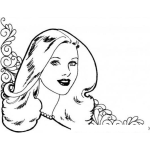 Dibujo para colorear Dibujo De Princesa Con Un Lindo Peinado Para Pintar Y Colorear Cabello Lindo