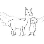 Dibujo para colorear Dibujoperuano Dibujo De Un Chico Peruano Con Una Llama En El Machu Picchu Para Pintar Y Colorear Peruanito Y Llamita