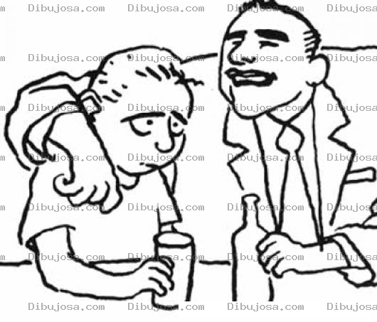 Dibujo para colorear Jefe Borracho Chupando Dibujo De Empleado Cohibido Bebiendo Alcohol En Un Bar Con Su Jefe Para Pintar Y Colorear Jefe Y Empleado Emborrachandose Juntos