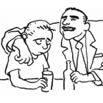 Dibujo para colorear Jefe Borracho Chupando Dibujo De Empleado Cohibido Bebiendo Alcohol En Un Bar Con Su Jefe Para Pintar Y Colorear Jefe Y Empleado Emborrachandose Juntos