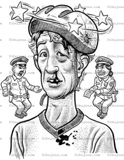 Dibujo para colorear Dibujo De Ciclista Sangrando Con Un Golpe En La Cabeza Para Pintar Y Colorear