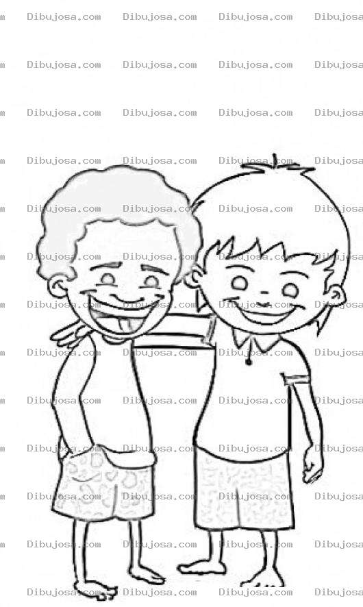 Dibujo para colorear Dibujo De Dos Amigos En La Playa Para Pintar Y Colorear
