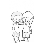Dibujo para colorear Dibujo De Dos Amigos En La Playa Para Pintar Y Colorear