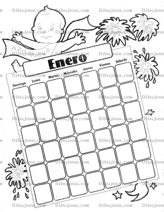 Dibujo para colorear Calendario De Enero Para Pintar Y Colorear
