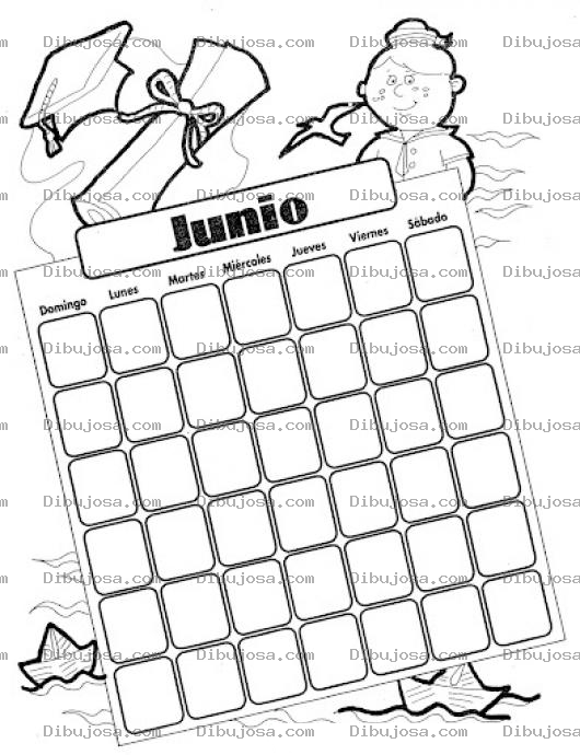 Dibujo para colorear Calendario De Junio Para Imprimir Pintar Y Colorear