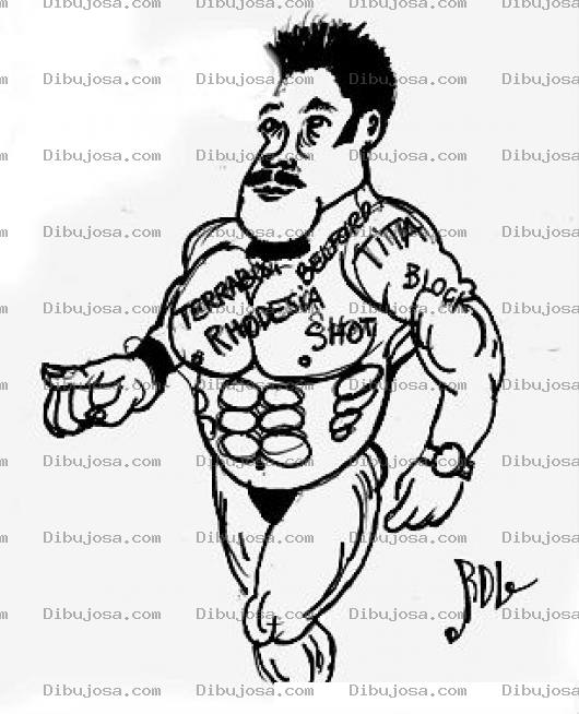 Dibujo para colorear Viejo Musculoso Y Tatuado Para Pintar Y Colorear