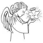 Dibujo para colorear Dibujo De Un Angel Con Una Estrella Para Pintar Y Colorear