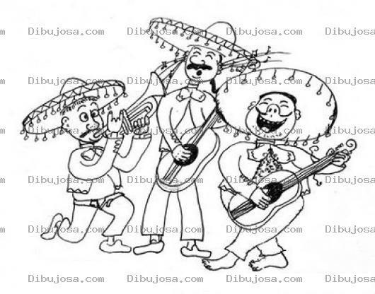 Dibujo para colorear Grupo De Mariachis Dibujo De Un Mariachi Cantando Las Mananitas Para Pintar Y Colorear