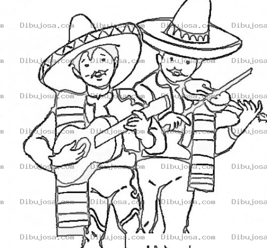 Dibujo para colorear Dueto Mariachi Para Pintar Y Colorear
