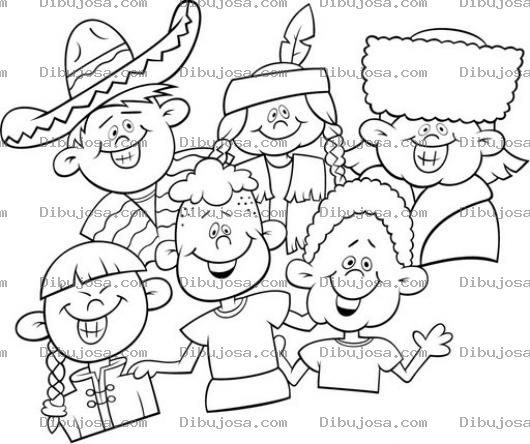 Dibujo para colorear Ninos Del Mundo De Todas Las Razas Para Pintar Y Colorear