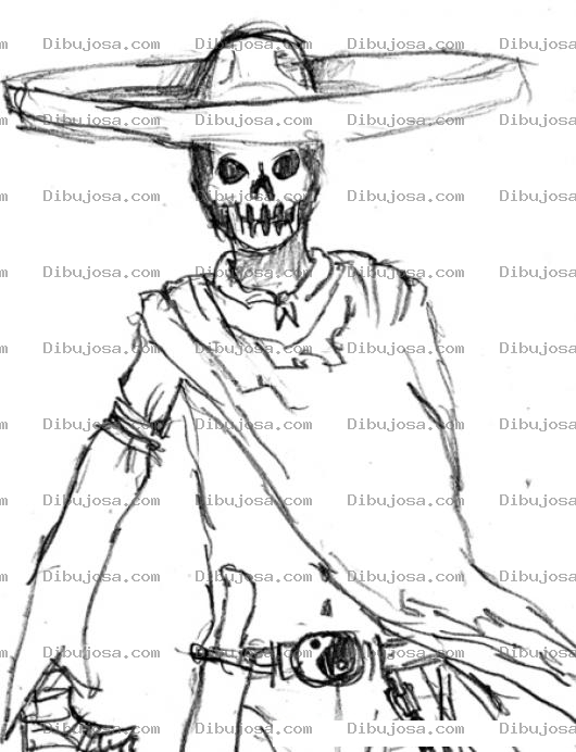 Dibujo para colorear La Muerte Mexicana Para Pintar Y Colorear