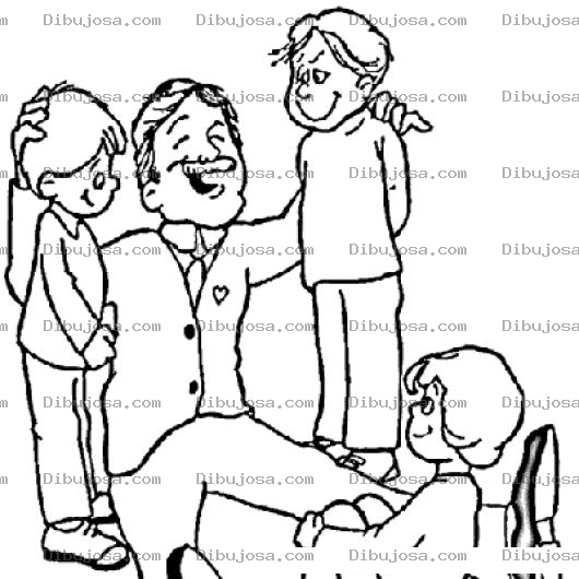 Dibujo para colorear Dia Del Papa Dibujo De Papi Con Sus Pasando Tiempo De Calidad Con Sus Tres Hijos Para Pintar Y Colorear Dia Del Padre