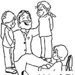 Dibujo para colorear Dia Del Papa Dibujo De Papi Con Sus Pasando Tiempo De Calidad Con Sus Tres Hijos Para Pintar Y Colorear Dia Del Padre