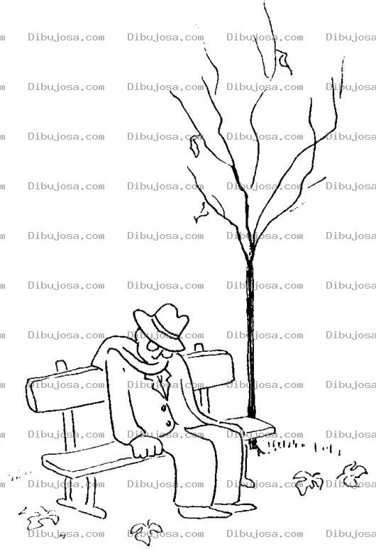 Dibujo para colorear Viejito Durmiendo En La Banca De Un Parque Para Pintar Y Colorear