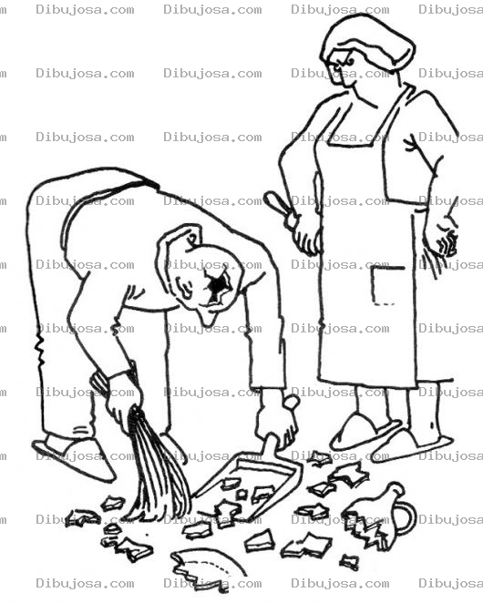 Dibujo para colorear Feminismo Y Liberacion Femenina Dibujo De Mujer Dominante Haciendo Barrer A Su Marido Para Pintar Y Colorear Matriarcado