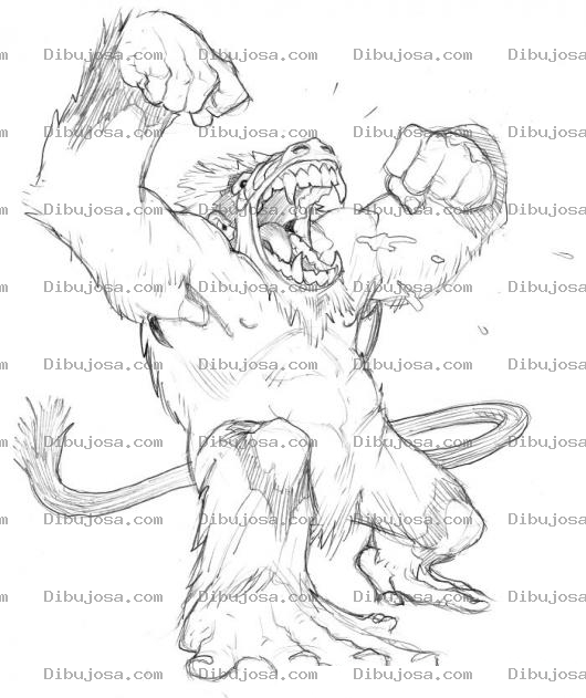 Dibujo para colorear Dibujo De Simio Monstruoso Para Pintar Y Colorear