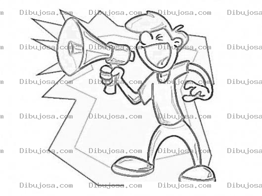 Dibujo para colorear Atencion Atencion Dibujo D Eun Muchacho Girtando Con Megafono Para Pintar Y Colorear
