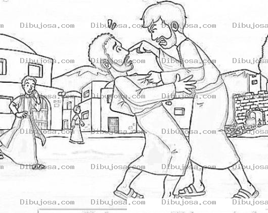 Dibujo para colorear Dibujo Biblico De Jacob Y Esau Peleando Para Pintar Y Colorear