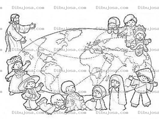 Dibujo para colorear Cristo Ama A Los Ninos Dibujo De Jesus Y Los Ninos Del Mundo Para Pintar Y Colorear