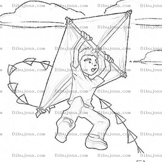Dibujo para colorear Barrilete Gigante Dibujo De Un Nino Volando Con Un Barrilete De Sumpango Para Pintar Y Colorear Cometa Voladora Tipo Parapente