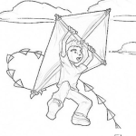 Dibujo para colorear Barrilete Gigante Dibujo De Un Nino Volando Con Un Barrilete De Sumpango Para Pintar Y Colorear Cometa Voladora Tipo Parapente