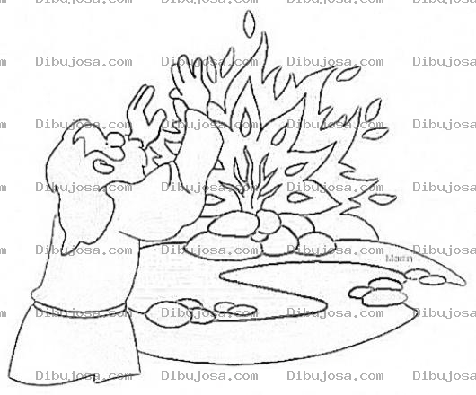 Dibujo para colorear Moises Y La Zarza Ardiendo Para Pintar Y Colorear Dibujo Biblico De La Sarsa Ardiente Sarza En Fuego Zarsa En Llamas