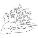Dibujo para colorear Moises Y La Zarza Ardiendo Para Pintar Y Colorear Dibujo Biblico De La Sarsa Ardiente Sarza En Fuego Zarsa En Llamas