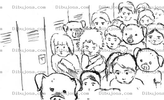 Dibujo para colorear Estudiantes Cochinos Dibujo De Ninos Y Puercos En La Escula Para Pintar Y Colorear