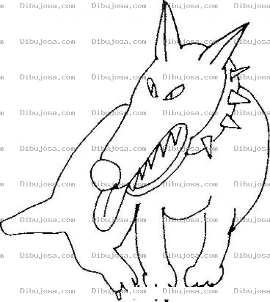 Dibujo para colorear Dibujo De Perro Salvaje Con Collar De Puas Para Pintar Y Colorear