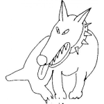 Dibujo para colorear Dibujo De Perro Salvaje Con Collar De Puas Para Pintar Y Colorear