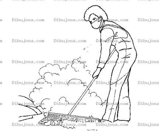 Dibujo para colorear Barriendo Con Polvo Para Pintar Y Colorear A Una Persona Con Una Escoba Limpiando El Piso