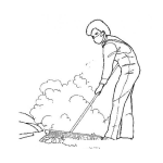 Dibujo para colorear Barriendo Con Polvo Para Pintar Y Colorear A Una Persona Con Una Escoba Limpiando El Piso