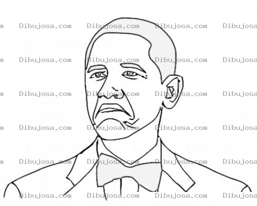 Dibujo para colorear Dibujo Del Presidente Barack Obama Con Corbatin Para Pintar Y Colorear Al Primer Presidente Negrito De Los Estados Unidos