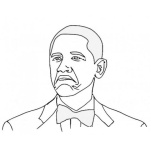 Dibujo para colorear Dibujo Del Presidente Barack Obama Con Corbatin Para Pintar Y Colorear Al Primer Presidente Negrito De Los Estados Unidos