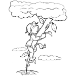 Dibujo para colorear Dibujo De Nino Escalando Una Mata De Frijoles Llegando Hasta El Cielo Para Pintar Y Colorear