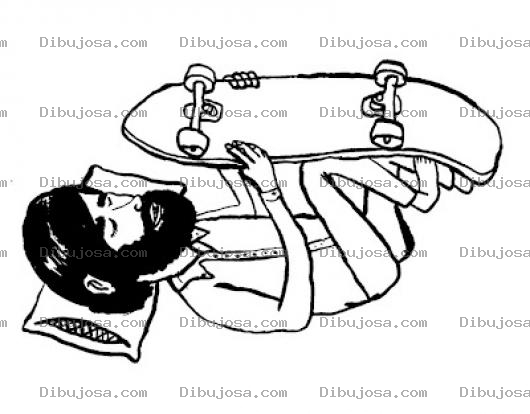 Dibujo para colorear Sk8er Adicto A La Patineta Dibujo De Viejo Barbudo Durmiendo Con Una Patineta Para Pintar Y Colorear