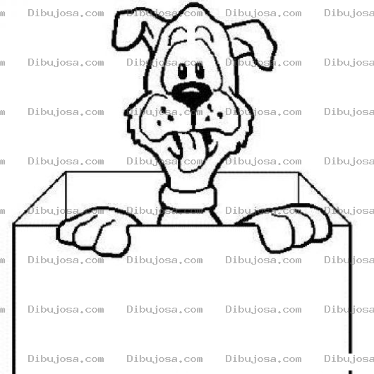 Dibujo para colorear Dibujo De Un Perro Metido En Una Caja Para Pintar Y Colorear