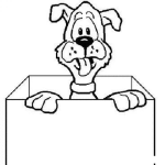 Dibujo para colorear Dibujo De Un Perro Metido En Una Caja Para Pintar Y Colorear