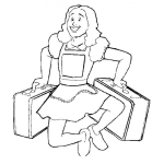 Dibujo para colorear Dibujo De Mujer Feliz Con Maletas De Viaje Para Pintar Y Colorear