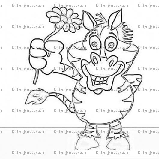 Dibujo para colorear Zebra Enamorada Dibujo De Una Cebra Con Una Margarita Para Pintar Y Colorear