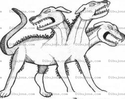 Dibujo para colorear Cerberus Perro De 3 Cabezas Para Pintar Y Colorear Proteina De Renacuajos Y Nombre De Barco Militar