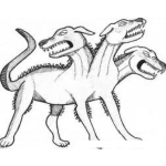 Dibujo para colorear Cerberus Perro De 3 Cabezas Para Pintar Y Colorear Proteina De Renacuajos Y Nombre De Barco Militar