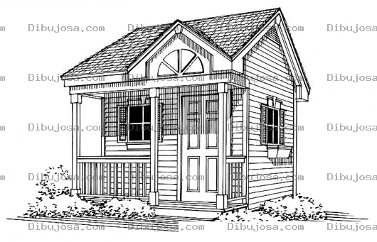Dibujo para colorear Casita Chiquita De Madera Para Pintar Y Colorear