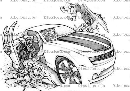 Dibujo para colorear Dibujo De Mustang Amarillo Para Pintar Y Colorear A Transformer Bumble Bee
