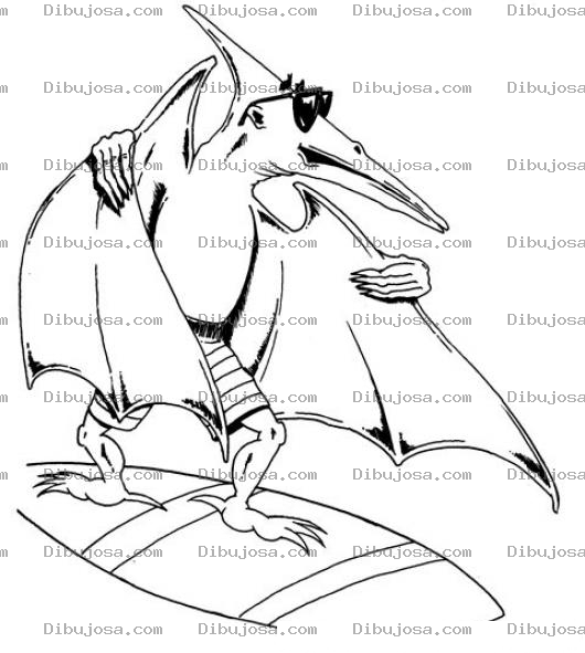 Dibujo para colorear Terodaptilo Surefeador Para Pintar Y Colorear Gargola En Tabla De Surf