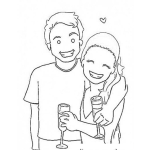 Dibujo para colorear Novios Tomando Vino Para Pintar Y Colorear
