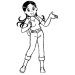Dibujo para colorear Dibujo De Colegiala En Jeans Con Mochila Para Pintar Y Colorear